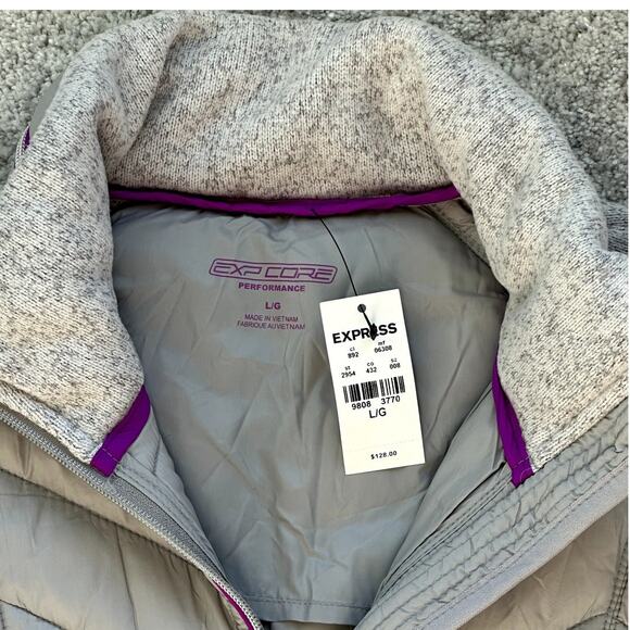 New Express EXP Core Performance Zip Jacket Women Large Puffer Quilted Fleece - Picture 5 of 13